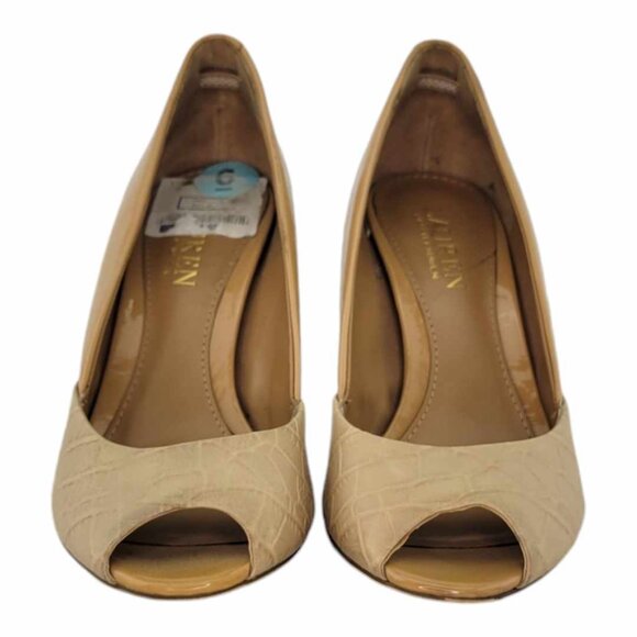 LAUREN Ralph Lauren Rona Peep-Toe Pumps Women's Sz 6B - Nude - Picture 3 of 10